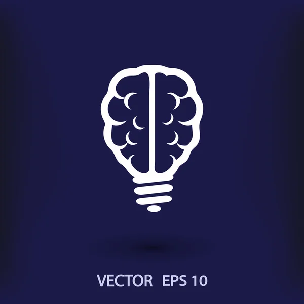 Icono del cerebro bombilla — Vector de stock