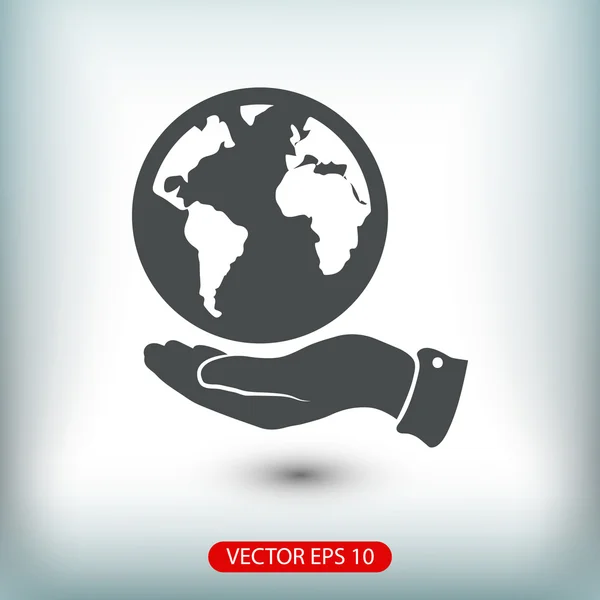 Ikona zeměkoule s rukou — Stockový vektor