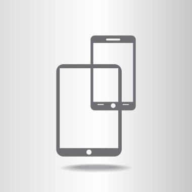 Modern dijital tablet pc ile mobil akıllı telefon simgesi