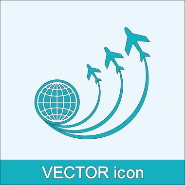 uçak simgesi üzerinde dünya çapında seyahat