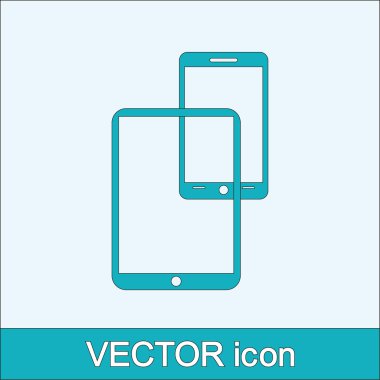 Modern dijital tablet pc ile mobil akıllı telefon simgesi