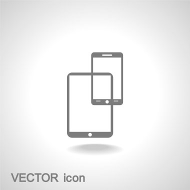 Modern dijital tablet pc ile mobil akıllı telefon simgesi