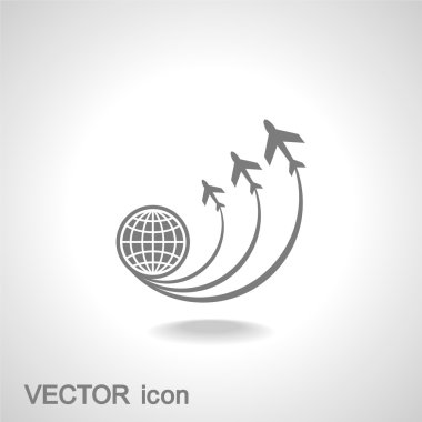 uçak simgesi üzerinde dünya çapında seyahat