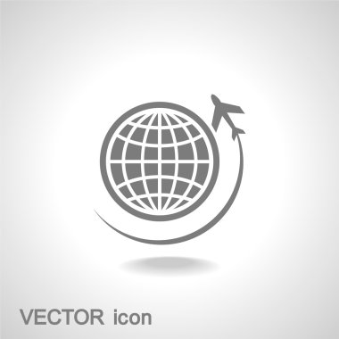 uçak simgesi üzerinde dünya çapında seyahat