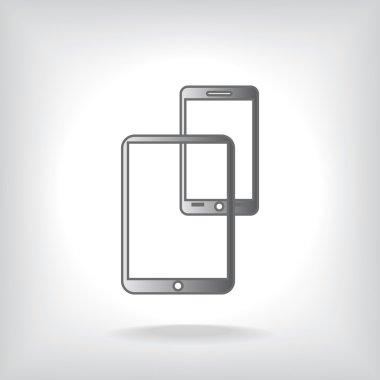 Modern dijital tablet pc ile mobil akıllı telefon simgesi