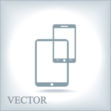 Modern dijital tablet pc ile mobil akıllı telefon simgesi