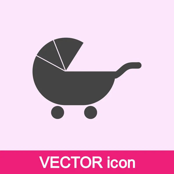 Kočárek silueta ikona — Stockový vektor