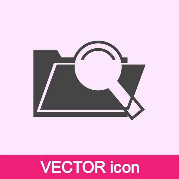 Concetto di ricerca con icona cartella e icona lente d'ingrandimento — Vettoriale Stock