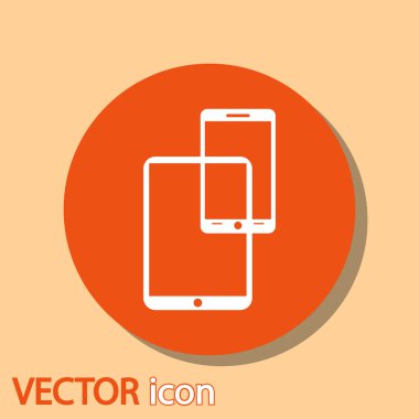 Modern dijital tablet pc ile mobil akıllı telefon simgesi