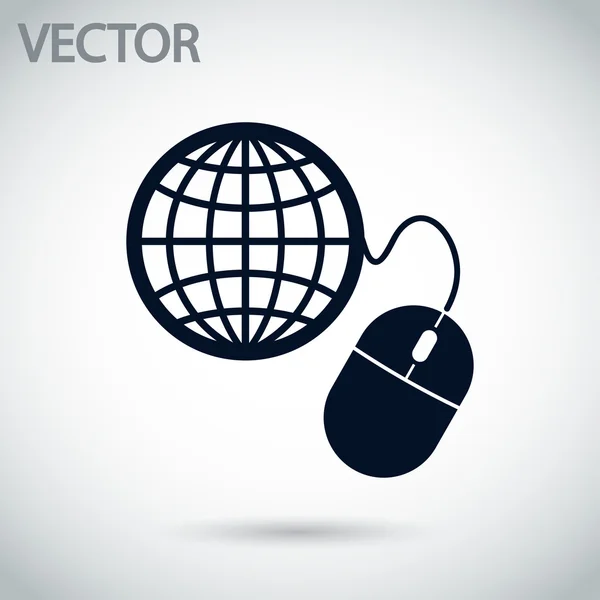 Manajemen global, ikon tetikus komputer - Stok Vektor