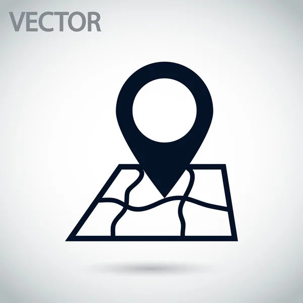 Mapa com ícone de ponteiro — Vetor de Stock