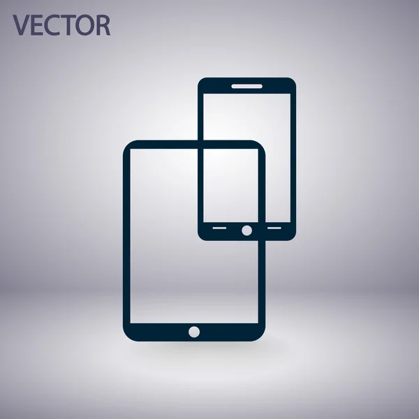 Tablet PC digital moderno con icono de teléfono inteligente móvil — Vector de stock