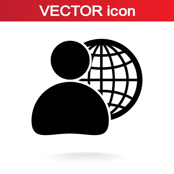 Negocios globales, icono del hombre de negocios — Vector de stock