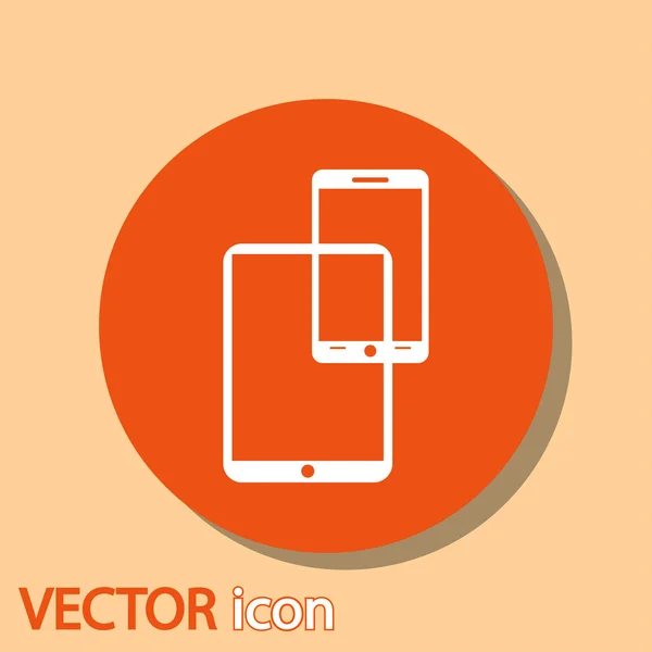 Tablet PC digital moderno con icono de teléfono inteligente móvil — Vector de stock