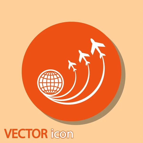 Globo con icono de avión — Vector de stock