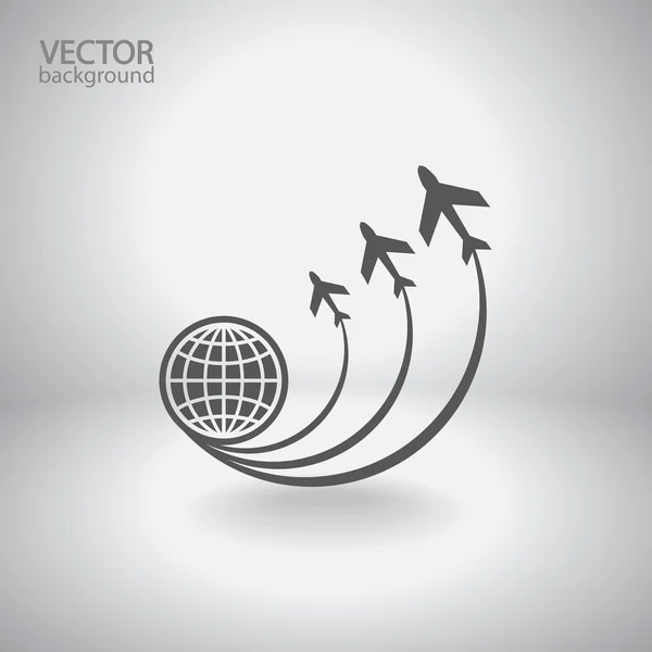 Globo con icono de avión — Vector de stock