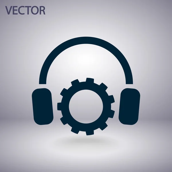 Ustawienie parametrów i muzyczne, ikona słuchawki — Wektor stockowy
