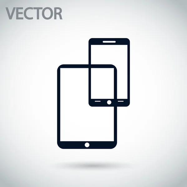 Современный цифровой планшетный компьютер с иконкой мобильного смартфона — стоковый вектор