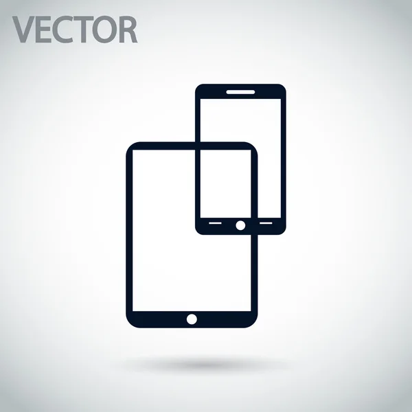 Tablet PC digital moderno con icono de teléfono inteligente móvil — Archivo Imágenes Vectoriales