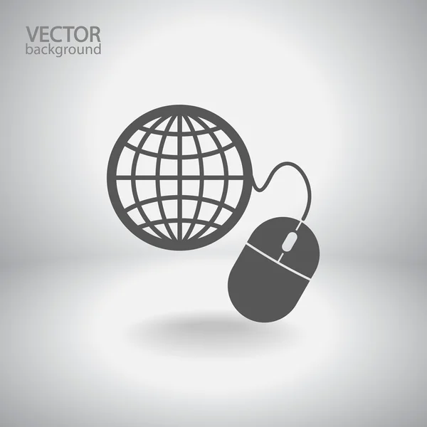 Gestión global, icono del ratón de ordenador — Vector de stock