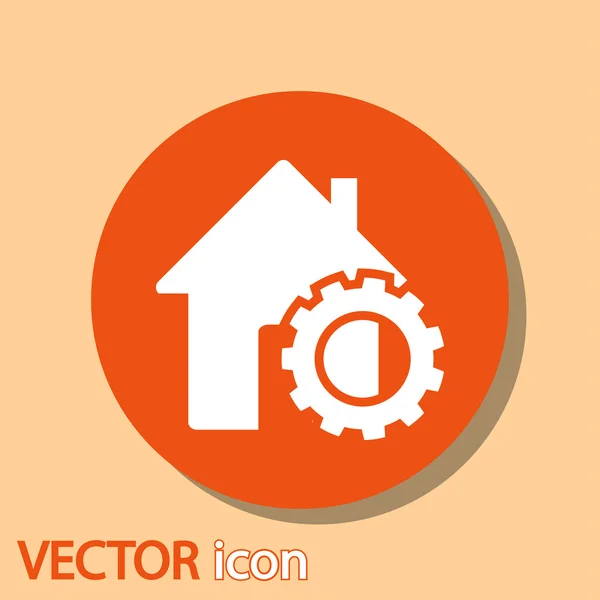 Configuración de parámetros, icono de la casa — Vector de stock