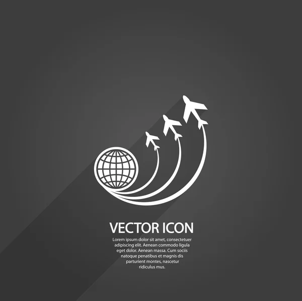 Globo con icono de avión — Vector de stock