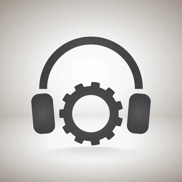 Configuración de parámetros y musical, icono de auriculares — Vector de stock