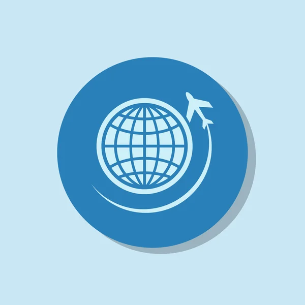 Globe with airplane icon — Stock Vector