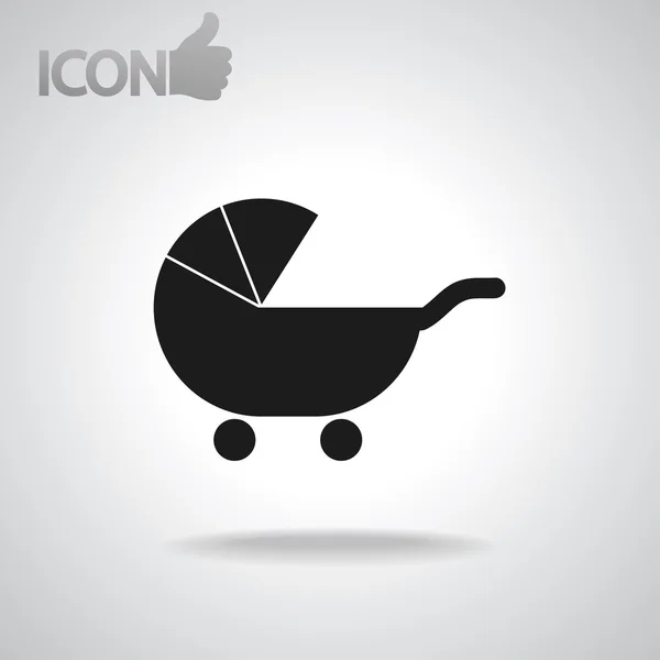 Icono de silueta de carro de bebé — Vector de stock