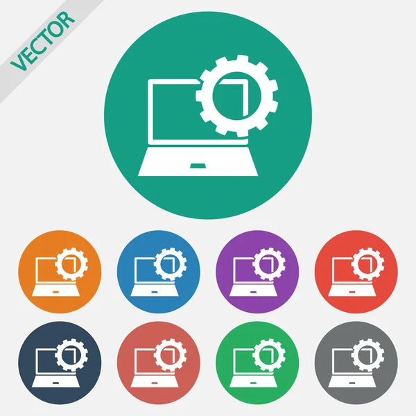 Setting parameters, laptop icon — Stock Vector