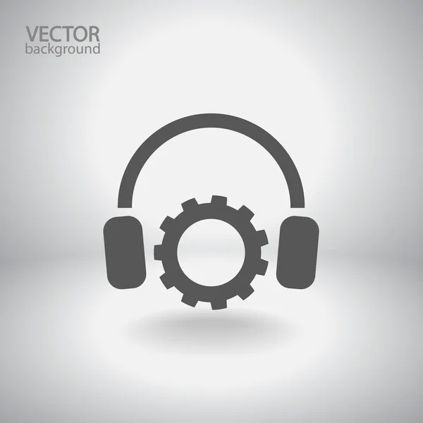 Paramètres de réglage et musical, icône casque — Image vectorielle