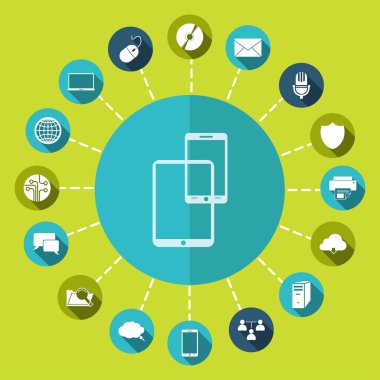 Modern dijital tablet pc ile mobil akıllı telefon simgesi