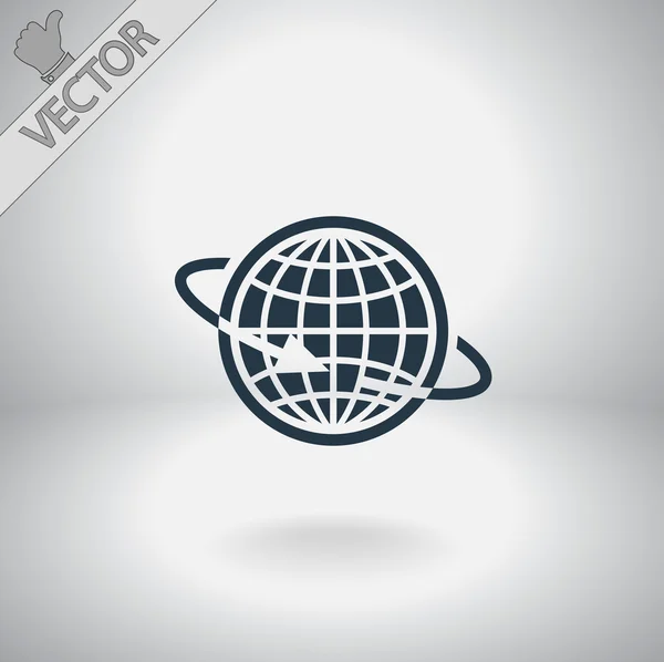 Globe avec icône de l'avion — Image vectorielle