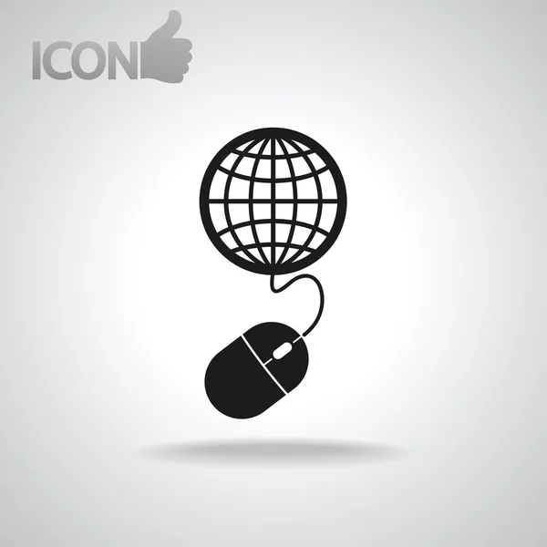 Gestión global, icono del ratón de ordenador — Vector de stock