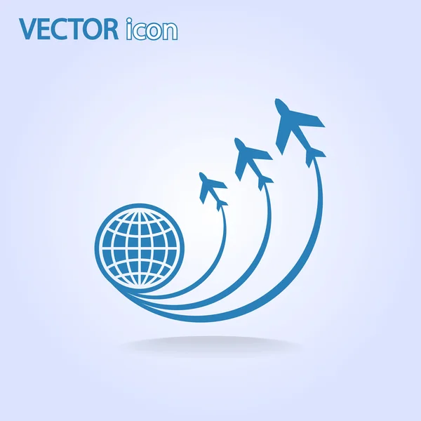 Globo con icono de avión — Vector de stock