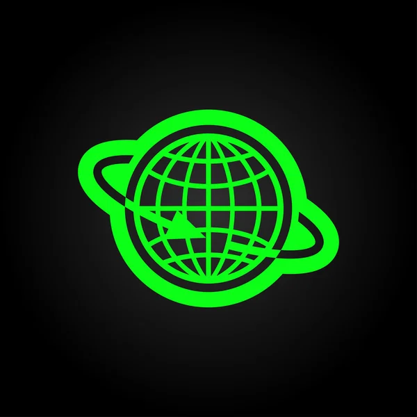 Globus ikona se šipkou — Stockový vektor
