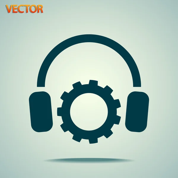 Configuración de parámetros y musical, icono de auriculares — Vector de stock