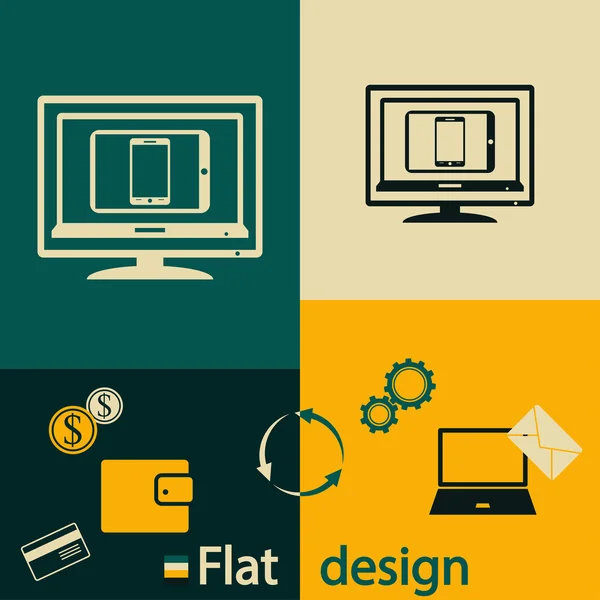 Conjunto de iconos de dispositivos electrónicos — Vector de stock