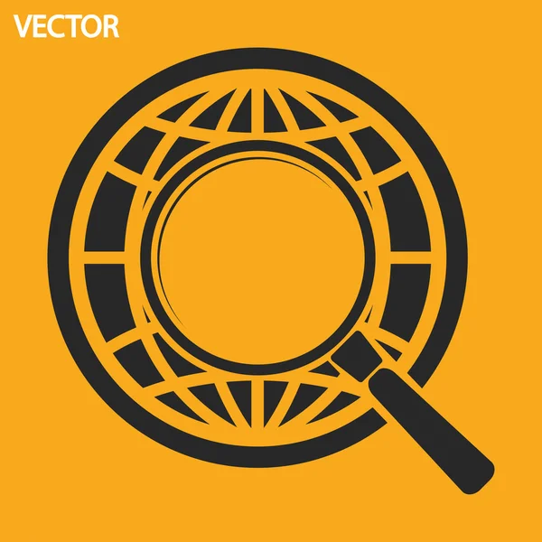 Terra com ícone de pesquisa de lupa — Vetor de Stock