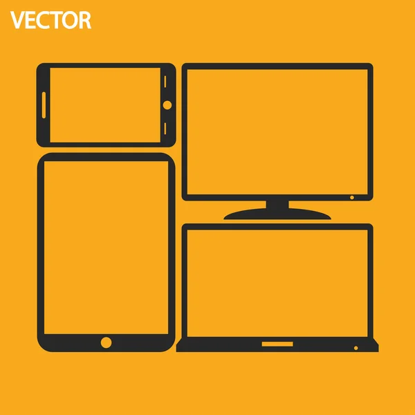 Conjunto de dispositivos eletrônicos ícone — Vetor de Stock