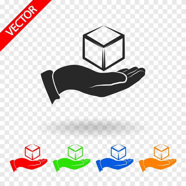 3d cubo en la mano — Vector de stock