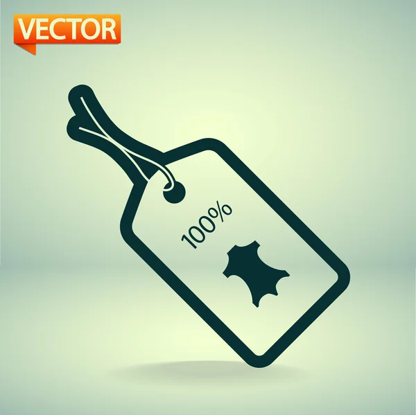 100 percent's leather tag icon — Stock Vector