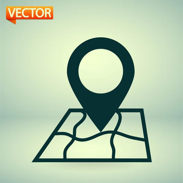 Mapa com ícone de ponteiro — Vetor de Stock