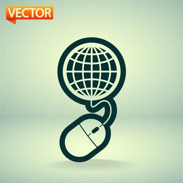 Globális management, számítógép egér ikon — Stock Vector
