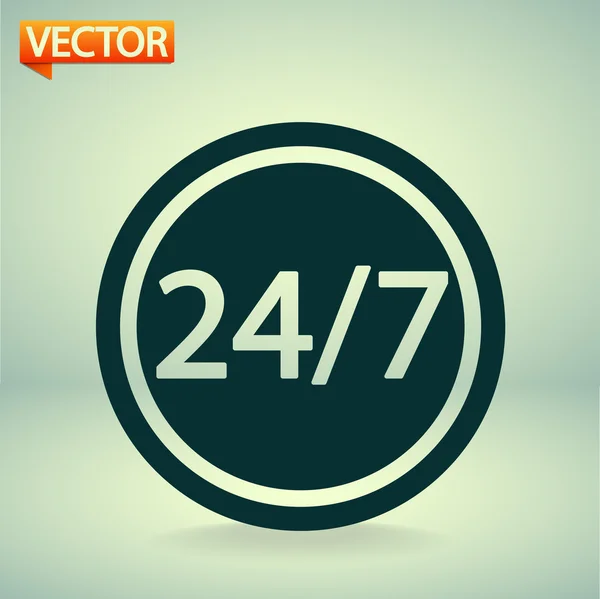 24 hours a day and 7 days a week icon. — Stock Vector