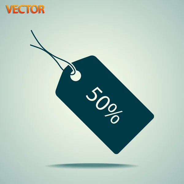 Ícone de etiqueta de 50% — Vetor de Stock