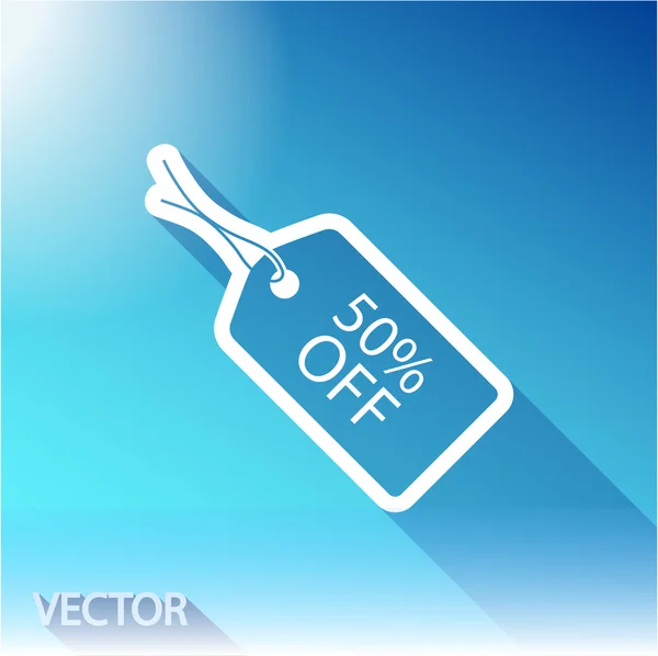 50 OFF tag icon on sky background — Stock Vector