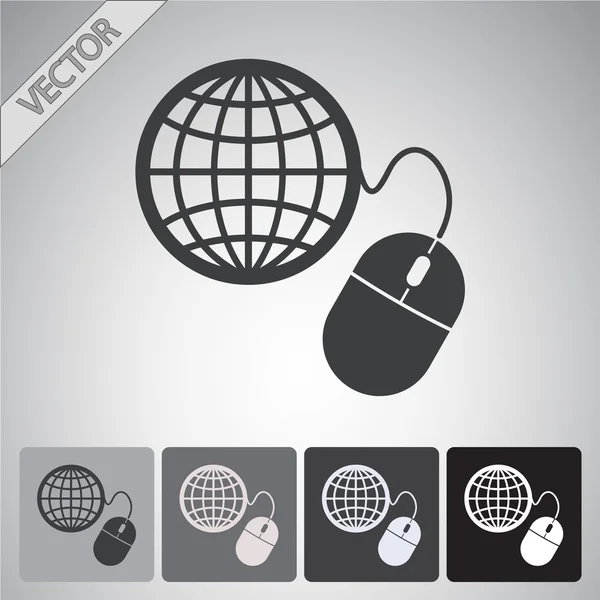 Gestión global, icono del ratón de ordenador — Archivo Imágenes Vectoriales