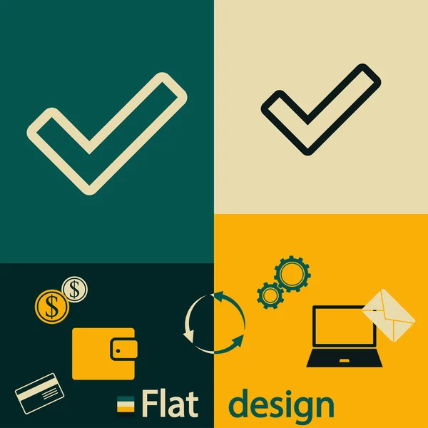 Confirm icon. Flat design style — Stock Vector