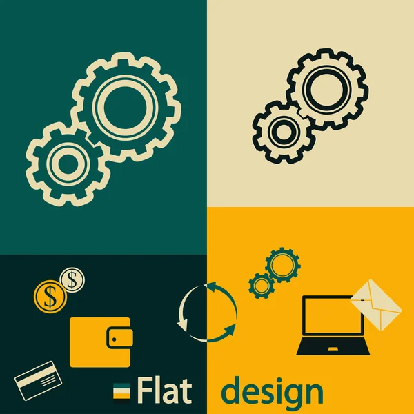 Icono del engranaje. Estilo de diseño plano — Archivo Imágenes Vectoriales